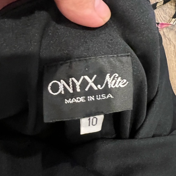 Vintage fairy core asymmetrical strap and hem black with pink floral midi dress - Picture 4 of 10